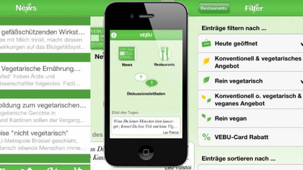 Neue App mit vegetarischem Restaurantführer