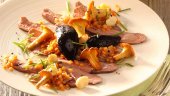 Gänsebrust-Carpaccio mit Holundergelee und Linsensalat