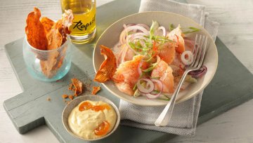 Rezept: Kinilaw vom Saibling mit Kumquat-Mayonnaise