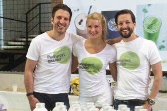 Pumperlgsund; Die beiden Geschäftsführer Jan (links) und Fabian (rechts) mit Content Managerin Anna